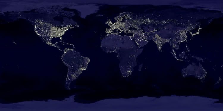 satellite view of earth at night 75 - Satellite Photo of the World at Night