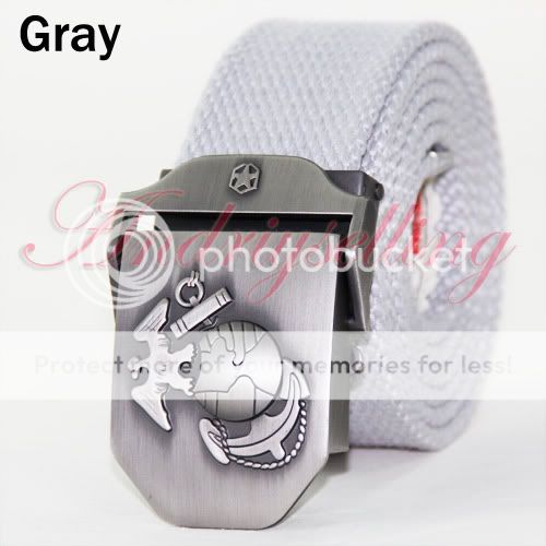 US Marines Stainless Steel Buckle Military Army Men Women Sports Web Canvas Belt