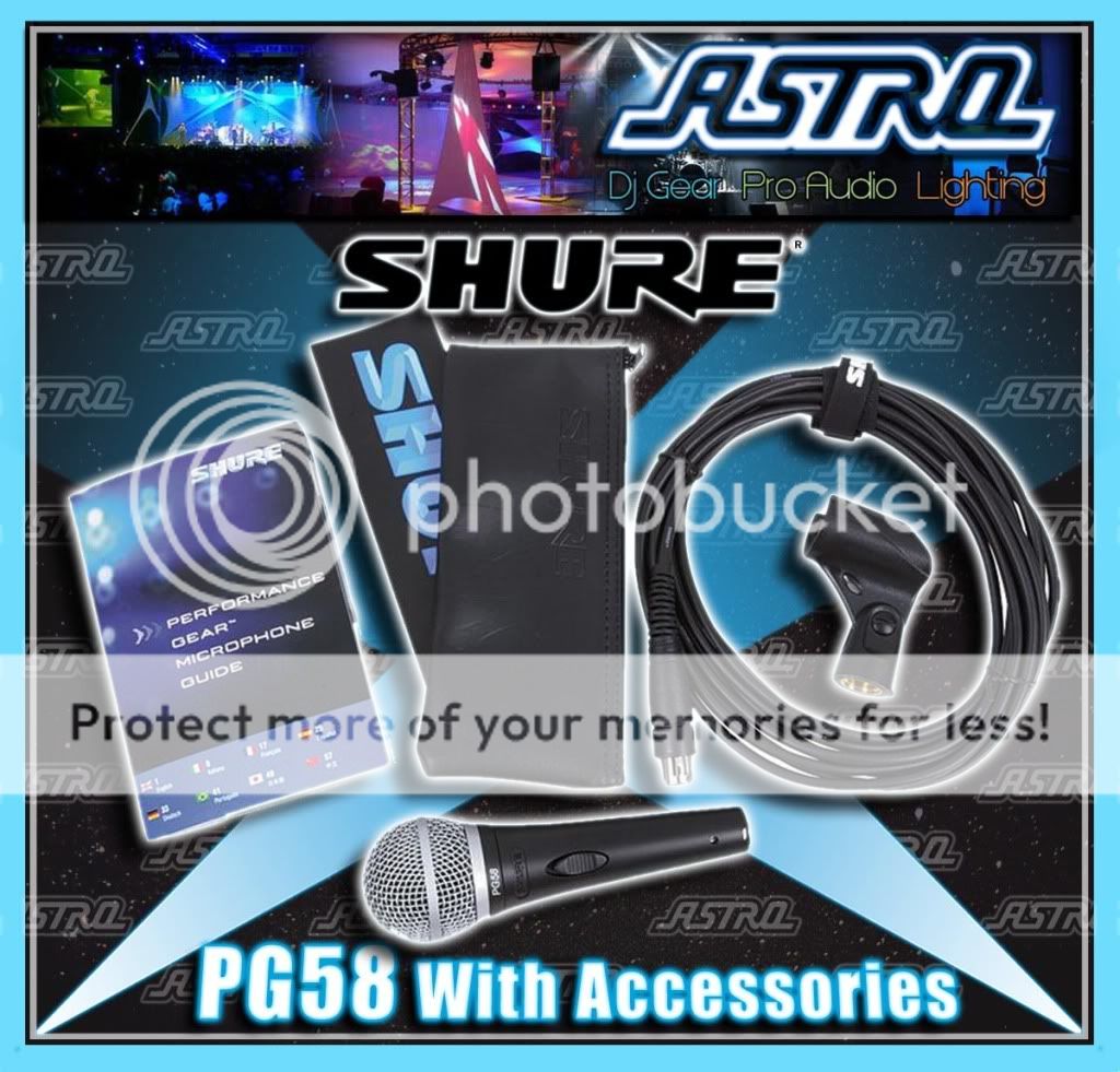 Shure PG58 XLR Vocal Cardioid Dynamic Microphone Kit PG58XLR  